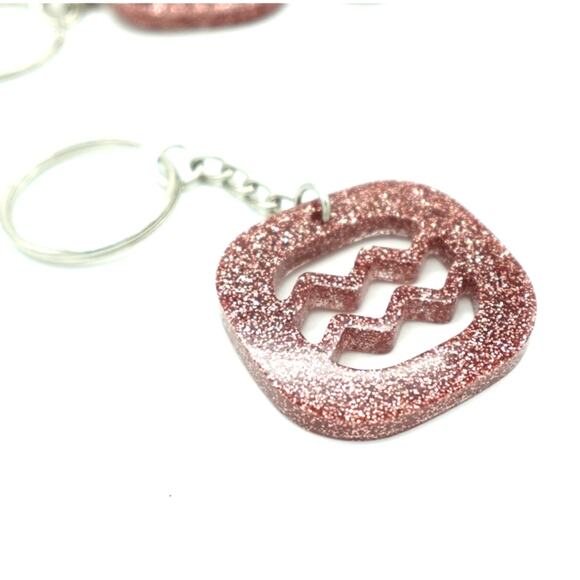 Rose Glitter Gold ZODIAC Charm Keychain - Picture 10 of 11